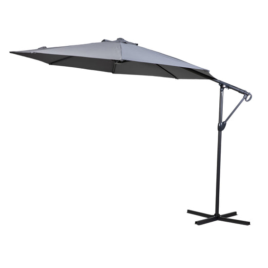 An Alwington 3m Cantilever Parasol Grey on a stand against a white background, perfect for home furniture and interior decor.
