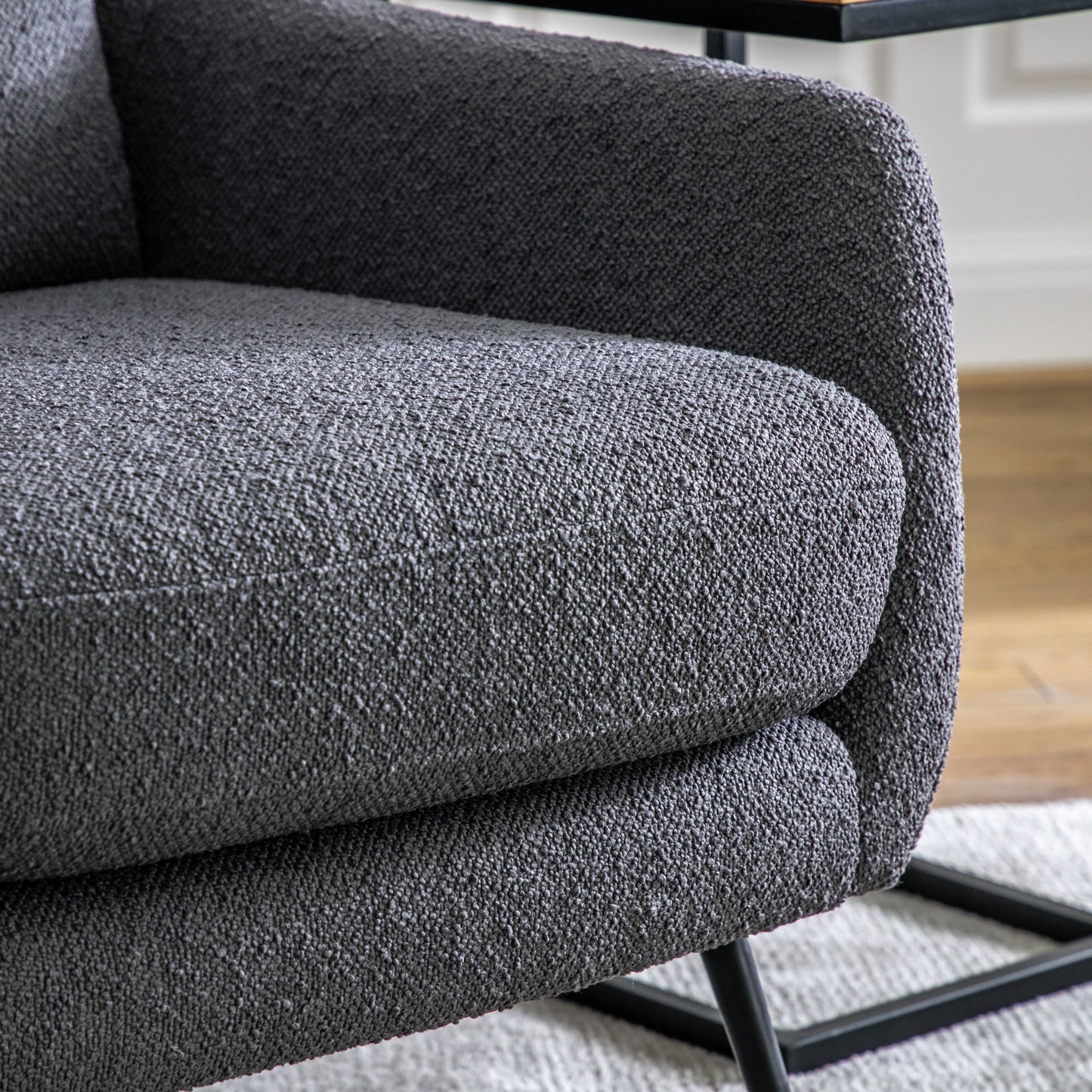 An interior decor staple, the Brompton Armchair Dark Grey Linen from Kikiathome.co.uk flaunts chic metal legs.