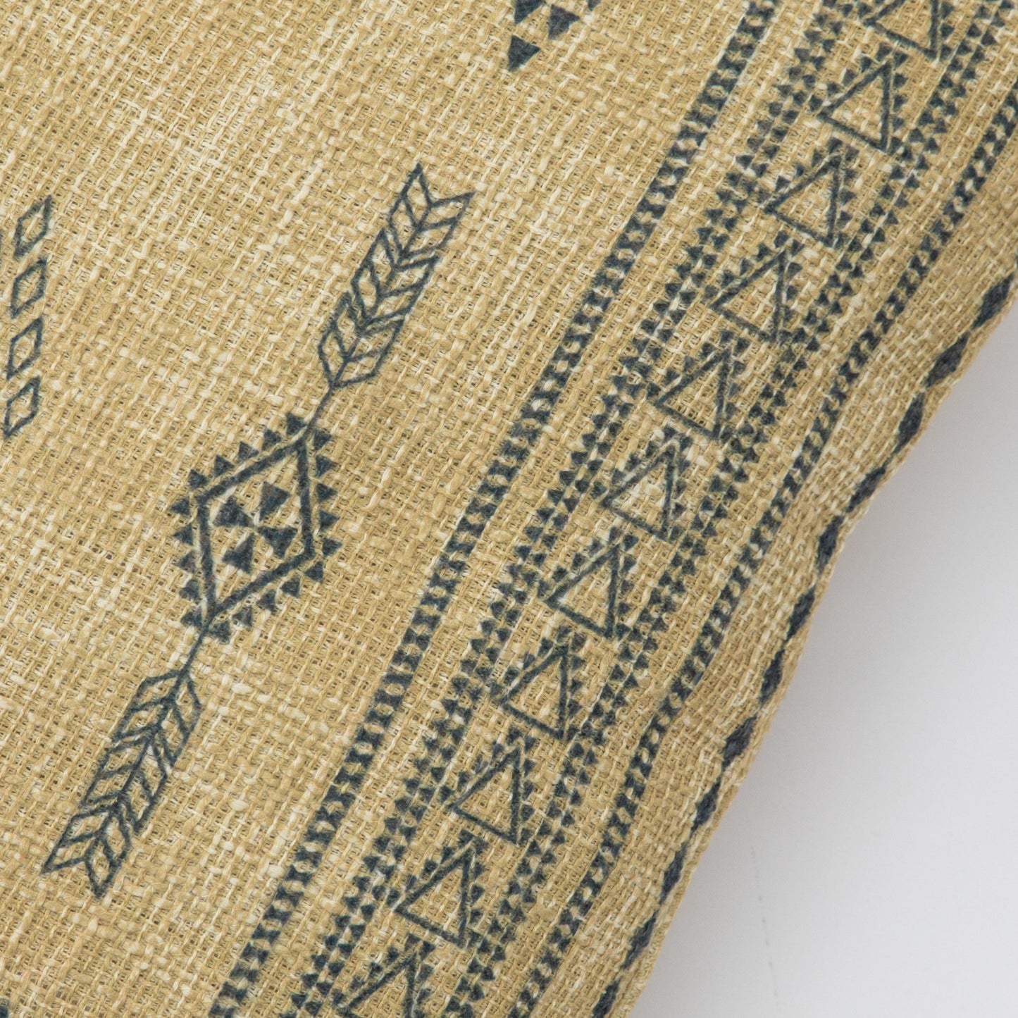 A close up of a tribal designed SG Aztec Print Cushion Cream 600x400mm pillow from Kikiathome.co.uk, perfect for interior decor.