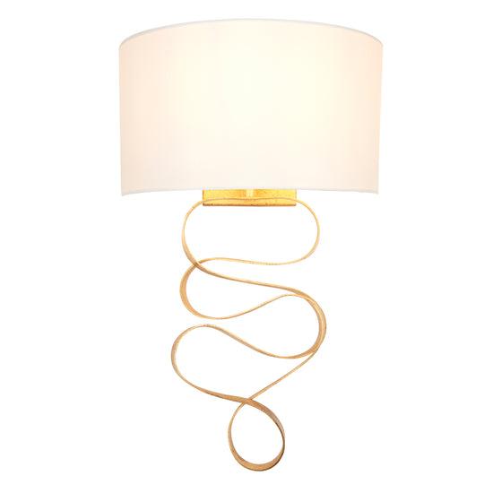 Load image into Gallery viewer, A luxurious Godfrey Wall Light Gold wall lamp with a white shade, perfect for enhancing interior decor from Kikiathome.co.uk&amp;#39;s home furniture collection.
