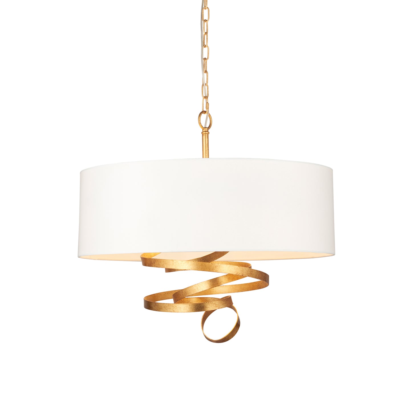 A Godfrey Ceiling Light Gold pendant light with a white shade for stylish home interior decor.