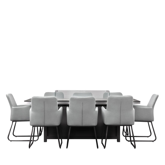 Load image into Gallery viewer, An image of a Ferrers 8 Seater Dining Set with Fire Pit Table Slate from Kikiathome.co.uk that combines interior decor and home furniture.
