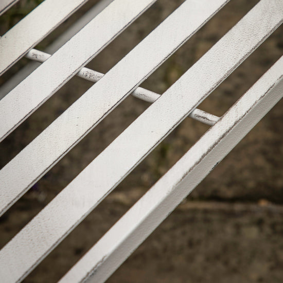 Close up of a Farringdon Outdoor Bench Vanilla railing by Kikiathome.co.uk, suitable for home furniture.