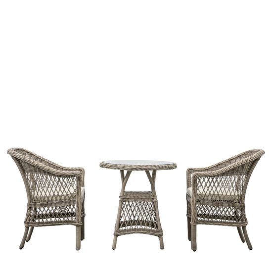 An Allington Bistro Set Stone by Kikiathome.co.uk, featuring two chairs and a table for interior decor.